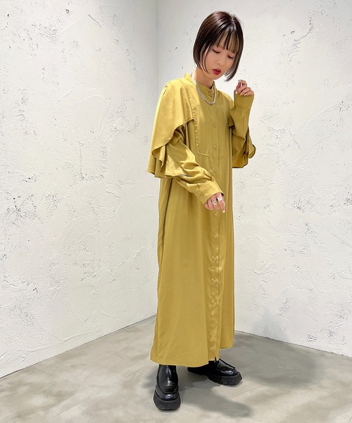 apres jour mignon（アプレジュールミニョン）の「デザインバンドカラーシャツワンピース【ZOZOTOWN限定アイテム】（ワンピース・レディース・ブラック/アイボリー/マスタード・X-LARGE/フリー）」の16枚目の写真