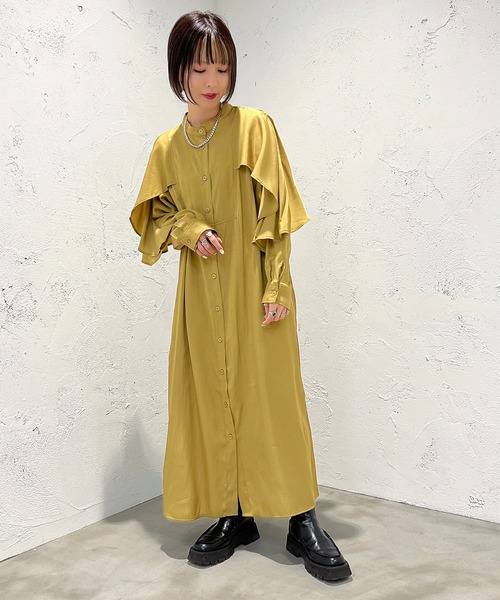 apres jour mignon（アプレジュールミニョン）の「デザインバンドカラーシャツワンピース【ZOZOTOWN限定アイテム】（ワンピース・レディース・ブラック/アイボリー/マスタード・X-LARGE/フリー）」の17枚目の写真