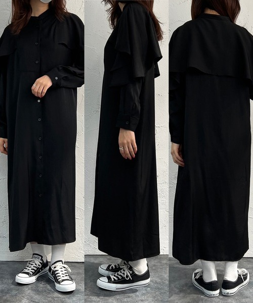 apres jour mignon（アプレジュールミニョン）の「デザインバンドカラーシャツワンピース【ZOZOTOWN限定アイテム】（ワンピース・レディース・ブラック/アイボリー/マスタード・X-LARGE/フリー）」の20枚目の写真