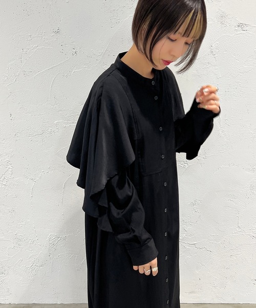 apres jour mignon（アプレジュールミニョン）の「デザインバンドカラーシャツワンピース【ZOZOTOWN限定アイテム】（ワンピース・レディース・ブラック/アイボリー/マスタード・X-LARGE/フリー）」の22枚目の写真