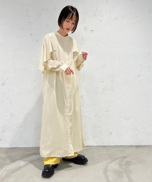 apres jour mignon（アプレジュールミニョン）の「デザインバンドカラーシャツワンピース【ZOZOTOWN限定アイテム】（ワンピース・レディース・ブラック/アイボリー/マスタード・X-LARGE/フリー）」の21枚目の写真