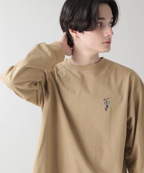 RAGEBLUE（レイジブルー）の「テンジク刺繍ロンT/270781（Tシャツ/カットソー・メンズ・ホワイト/ブラック/ベージュ/ライトグリーン・MEDIUM/LARGE）」の3枚目の写真
