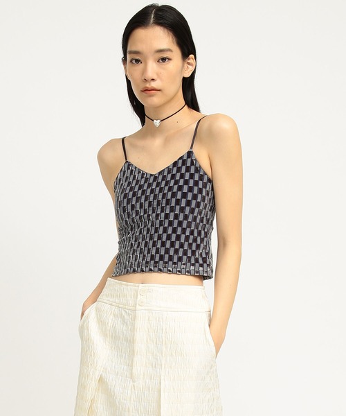 Ray BEAMS（レイビームス）の「Ray BEAMS / オパール チェック キャミ（キャミソール・レディース・オリーブ/オレンジ・ONE SIZE）」の2枚目の写真