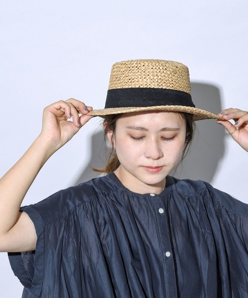 CALIFORNIA OUTFITTERS（カリフォルニア アウトフィッターズ）の「リボン付きカンカン帽（ハット・レディース・ブラック/ナチュラル・ONE SIZE）」の2枚目の写真