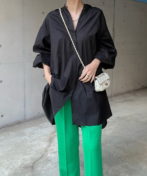 DouDou(ドゥドゥ)の「2WAYティアードチュニックブラウス(シャツ/ブラウス・レディース・バイオレット/ブルー/ブラック/オフホワイト・FREE)」の2枚目の写真