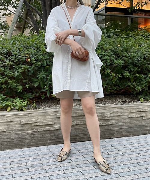 DouDou(ドゥドゥ)の「2WAYティアードチュニックブラウス(シャツ/ブラウス・レディース・バイオレット/ブルー/ブラック/オフホワイト・FREE)」の11枚目の写真