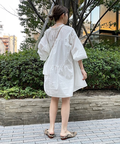 DouDou(ドゥドゥ)の「2WAYティアードチュニックブラウス(シャツ/ブラウス・レディース・バイオレット/ブルー/ブラック/オフホワイト・FREE)」の15枚目の写真