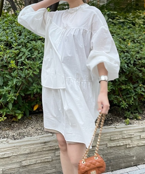 DouDou(ドゥドゥ)の「2WAYティアードチュニックブラウス(シャツ/ブラウス・レディース・バイオレット/ブルー/ブラック/オフホワイト・FREE)」の22枚目の写真