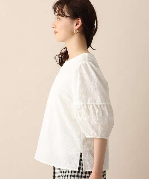 OPAQUE.CLIP（オペークドットクリップ）の「◆サッカーボリューム袖ブラウス（シャツ/ブラウス・レディース・ブラック/ホワイト系・38）」の4枚目の写真