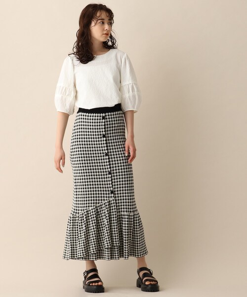 OPAQUE.CLIP（オペークドットクリップ）の「◆サッカーボリューム袖ブラウス（シャツ/ブラウス・レディース・ブラック/ホワイト系・38）」の13枚目の写真