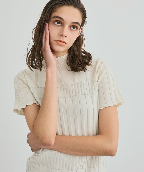 UNITED TOKYO(ユナイテッドトウキョウ)の「ブロックリブハーフスリーブサマープルオーバー【手洗い可能】(ニット/セーター・レディース・グリーン/アイボリー/ブラック/インディゴブルー/グレー・FREE)」の22枚目の写真