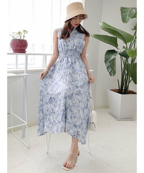 dazzlin（ダズリン）の「キーネックフラワーワンピース（ワンピース・レディース・オレンジ/ブルー/グリーン・FREE）」の4枚目の写真