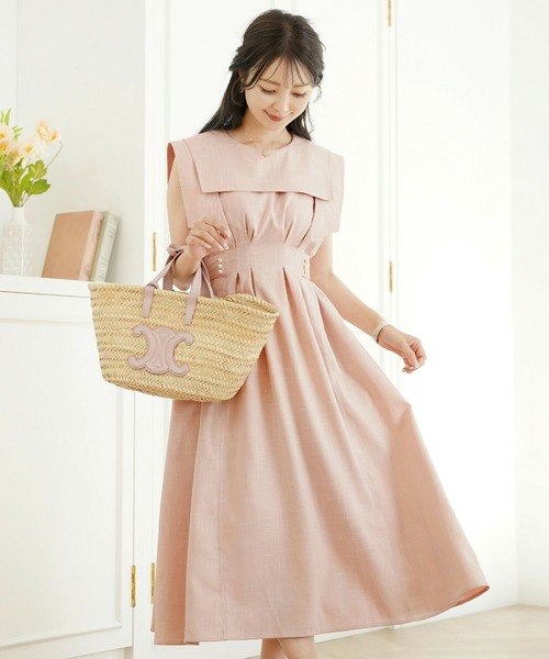 le reve vaniller 配色ステッチ セーラーカラー ワンピース セール】配色ステッチ セーラーカラー ワンピース le reve