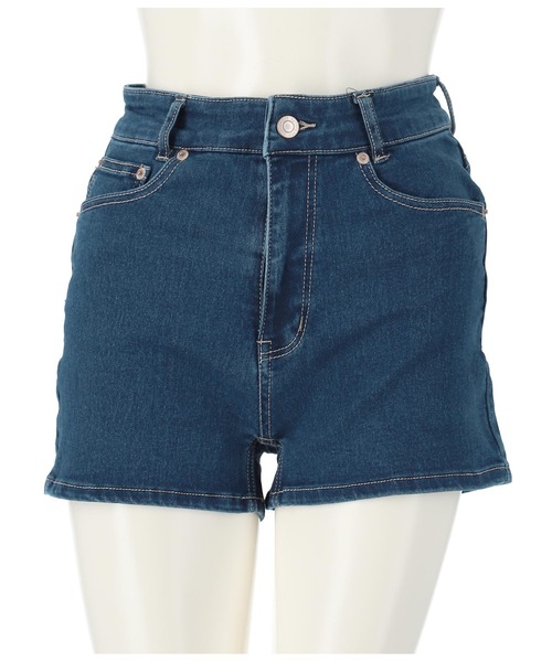 ANAP（アナップ）の「ハイウエストデニムショートパンツ（デニムパンツ・レディース・ブルー/ライトブルー/ブラック・L/M/S）」の14枚目の写真