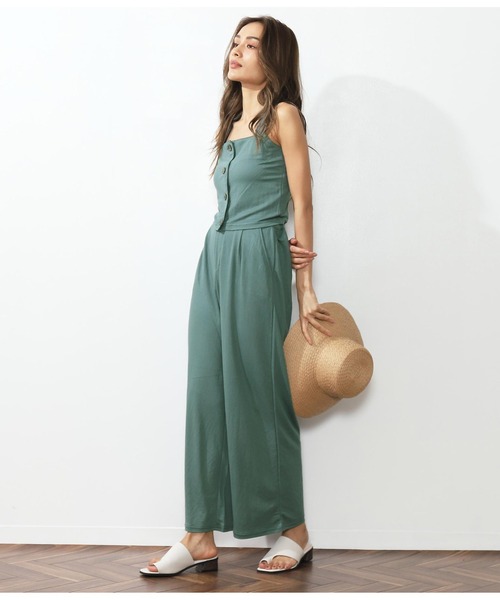 ANAP（アナップ）の「ビスチェ×ワイドパンツ セットアップ（つなぎ/オールインワン・レディース・ブラック/グリーン/ライトベージュ・FREE）」の4枚目の写真