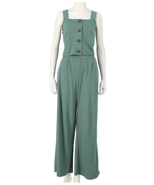 ANAP（アナップ）の「ビスチェ×ワイドパンツ セットアップ（つなぎ/オールインワン・レディース・ブラック/グリーン/ライトベージュ・FREE）」の12枚目の写真