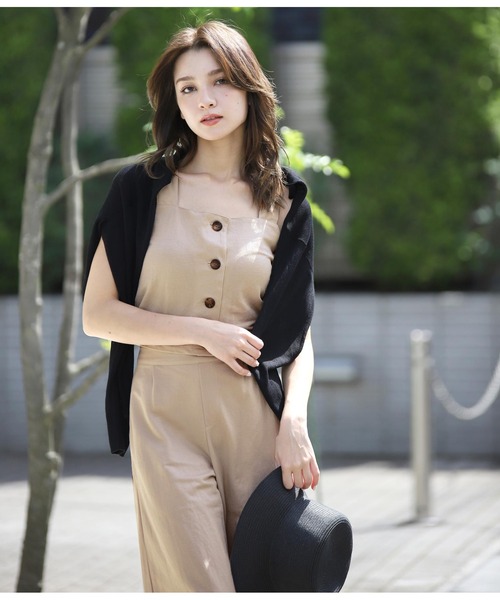 ANAP（アナップ）の「ビスチェ×ワイドパンツ セットアップ（つなぎ/オールインワン・レディース・ブラック/グリーン/ライトベージュ・FREE）」の18枚目の写真