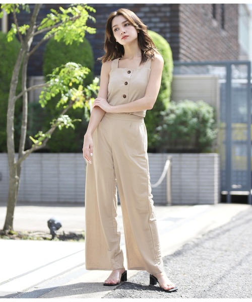 ANAP（アナップ）の「ビスチェ×ワイドパンツ セットアップ（つなぎ/オールインワン・レディース・ブラック/グリーン/ライトベージュ・FREE）」の16枚目の写真