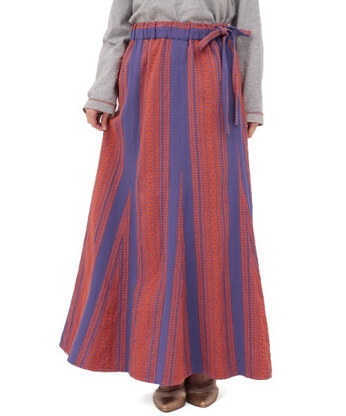 チチカカ（チチカカ）の「ジャカードストライプスカート（スカート・レディース・ブラウン/パープル・FREE）」の7枚目の写真