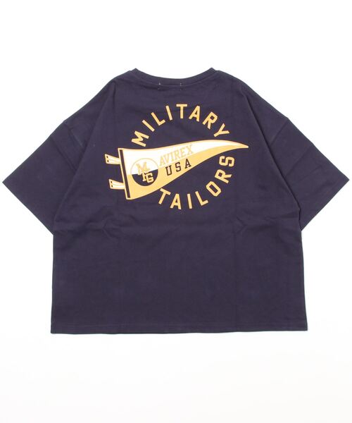 AVIREX（アヴィレックス）の「【直営店限定】PENNANT PRINT T-SHIRT/ ペナントプリントTシャツ（Tシャツ/カットソー・レディース・ネイビー/アイボリー・FREE）」の4枚目の写真