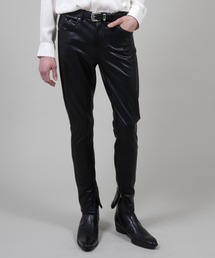 GalaabenD | フェイクレザー ストレッチ 裾ジップ スリット スキニーパンツ(その他パンツ)