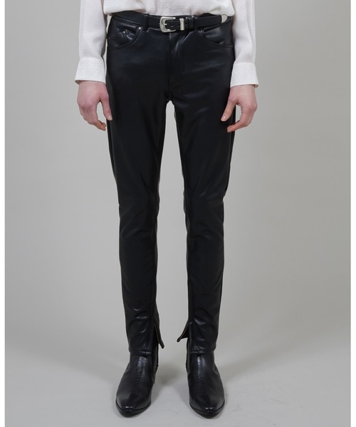 GalaabenD（ガラアーベント）の「フェイクレザー ストレッチ 裾ジップ スリット スキニーパンツ（その他パンツ・メンズ・ブラック・S/M/L）」の5枚目の写真