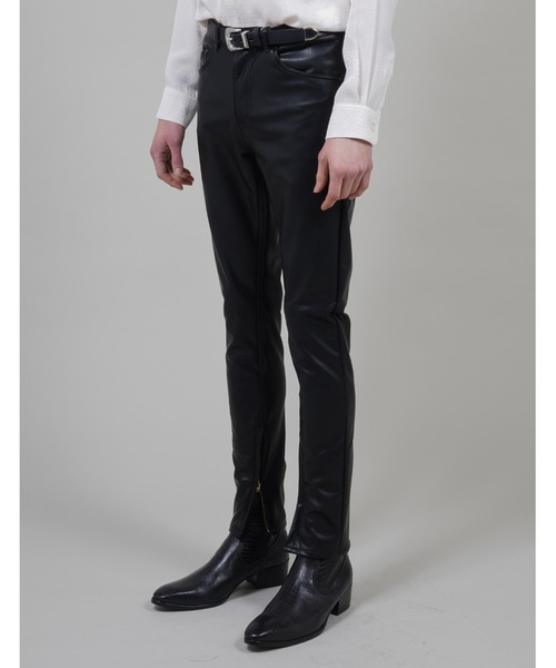 GalaabenD（ガラアーベント）の「フェイクレザー ストレッチ 裾ジップ スリット スキニーパンツ（その他パンツ・メンズ・ブラック・S/M/L）」の3枚目の写真