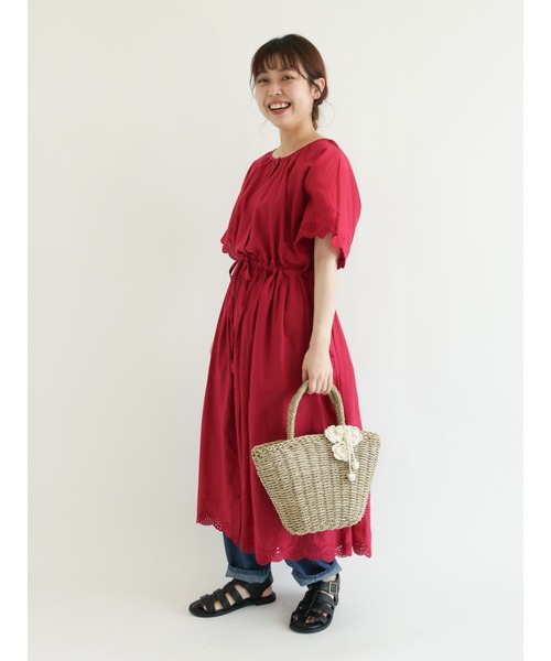 Samansa Mos2（サマンサ モスモス）の「袖裾スカラップワンピース（ワンピース・レディース・ブラック/レッド/オフホワイト/カーキ・ﾌﾘ-）」の8枚目の写真