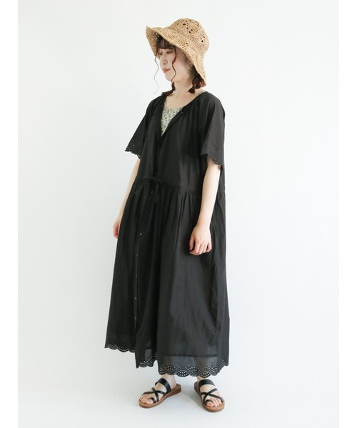 Samansa Mos2（サマンサ モスモス）の「袖裾スカラップワンピース（ワンピース・レディース・ブラック/レッド/オフホワイト/カーキ・ﾌﾘ-）」の10枚目の写真