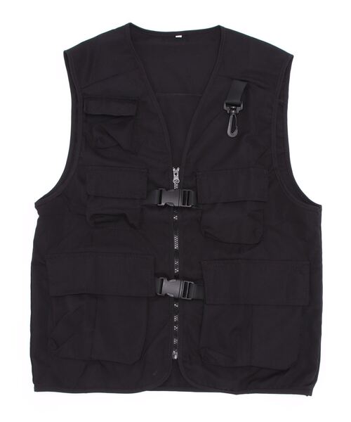 Monocoro toppi(モノコロトッピ)の「薄手 バックル付き フィッシングベスト(ベスト・レディース・ブラック/カーキ・3L/L/M/2L)」の9枚目の写真
