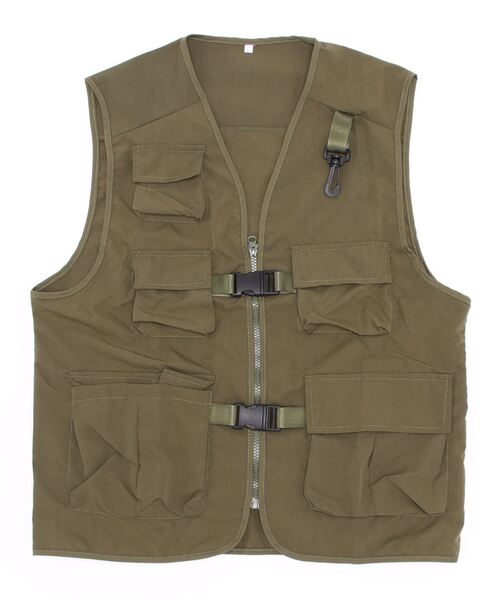 Monocoro toppi(モノコロトッピ)の「薄手 バックル付き フィッシングベスト(ベスト・レディース・ブラック/カーキ・3L/L/M/2L)」の10枚目の写真