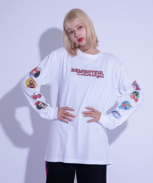 Candy Stripper(キャンディストリッパー)の「DELIGHTFUL CANDYS L/S Tシャツ(Tシャツ/カットソー・レディース・ライトブルー/オフホワイト/ブラック・2)」の1枚目の写真
