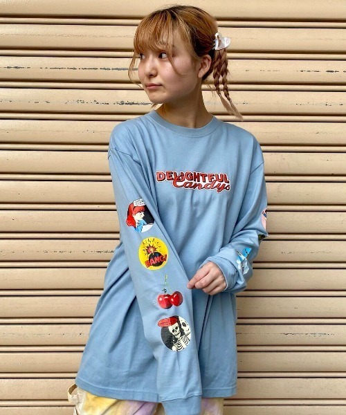 Candy Stripper(キャンディストリッパー)の「DELIGHTFUL CANDYS L/S Tシャツ(Tシャツ/カットソー・レディース・ライトブルー/オフホワイト/ブラック・2)」の2枚目の写真