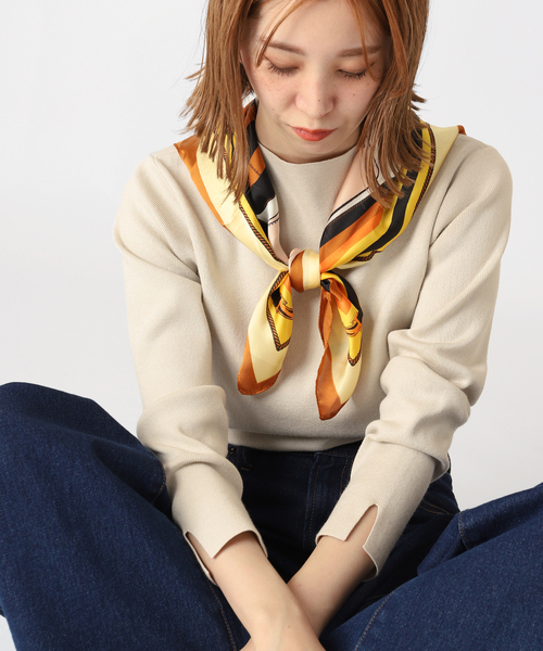 B.C STOCK(ベーセーストック)の「ソウバリ長袖 ハイゲージニット(ニット/セーター・レディース・ブラック/パープル/ネイビー/グリーン/アイボリー・FREE)」の2枚目の写真