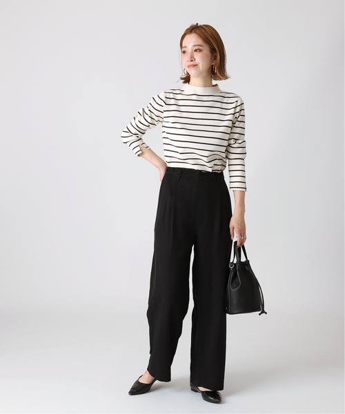 B.C STOCK(ベーセーストック)の「ソウバリ長袖 ハイゲージニット(ニット/セーター・レディース・ブラック/パープル/ネイビー/グリーン/アイボリー・FREE)」の7枚目の写真