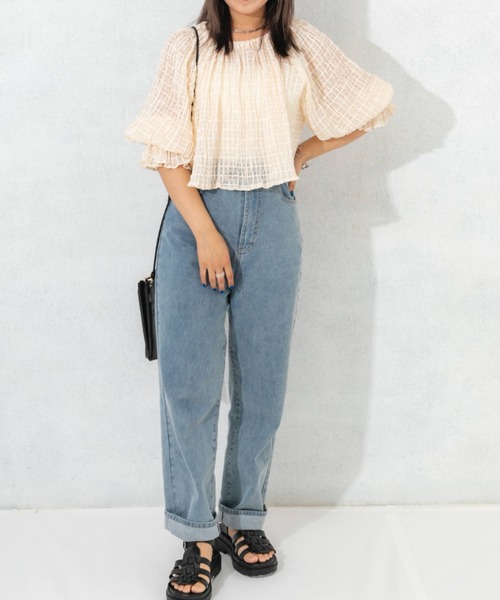nemne store（ネンネストア）の「3wayシャーリングリボンボレロ（カーディガン/ボレロ・レディース・ブラック/オフホワイト/グリーン・フリー）」の8枚目の写真