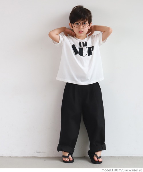 coca(coca)(コカ)の「キッズ ワイドシルエットタックパンツ(その他パンツ・キッズ・ブラック/ベージュ・100/110/120/130)」の10枚目の写真