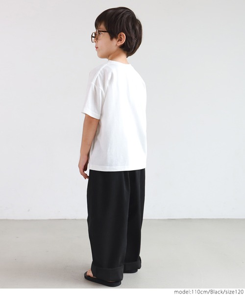 coca(coca)(コカ)の「キッズ ワイドシルエットタックパンツ(その他パンツ・キッズ・ブラック/ベージュ・100/110/120/130)」の9枚目の写真