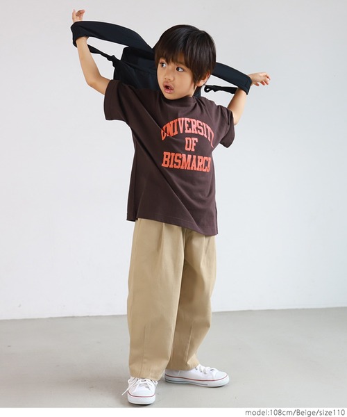 coca(coca)(コカ)の「キッズ ワイドシルエットタックパンツ(その他パンツ・キッズ・ブラック/ベージュ・100/110/120/130)」の7枚目の写真