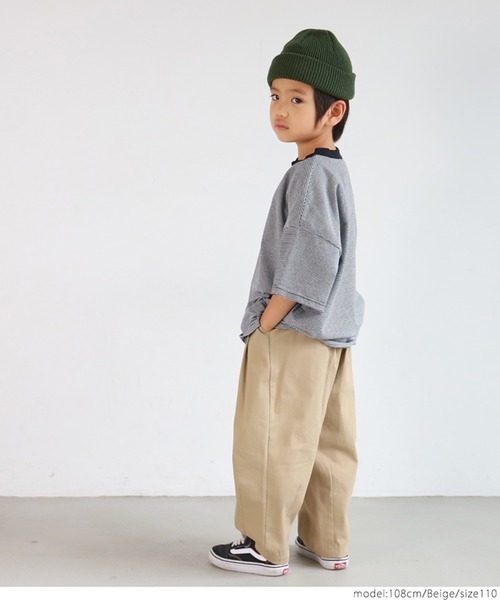 coca(coca)(コカ)の「キッズ ワイドシルエットタックパンツ(その他パンツ・キッズ・ブラック/ベージュ・100/110/120/130)」の6枚目の写真