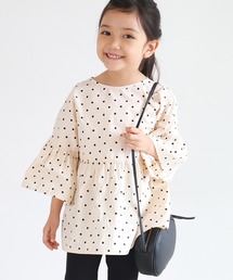 coca（coca） | キッズ ドット袖フリルウエスト切り替え5分袖トップス(シャツ/ブラウス)