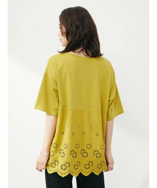 RAY CASSIN FAVORI(レイカズンフェバリ)の「・RAY CASSIN スカラップキリカエチュニック(Tシャツ/カットソー・レディース・イエロー/ブラック/オフホワイト/カーキ・FREE)」の10枚目の写真