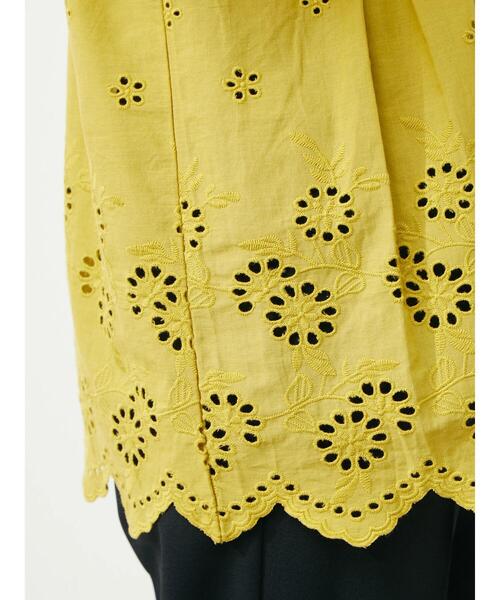 RAY CASSIN FAVORI(レイカズンフェバリ)の「・RAY CASSIN スカラップキリカエチュニック(Tシャツ/カットソー・レディース・イエロー/ブラック/オフホワイト/カーキ・FREE)」の13枚目の写真