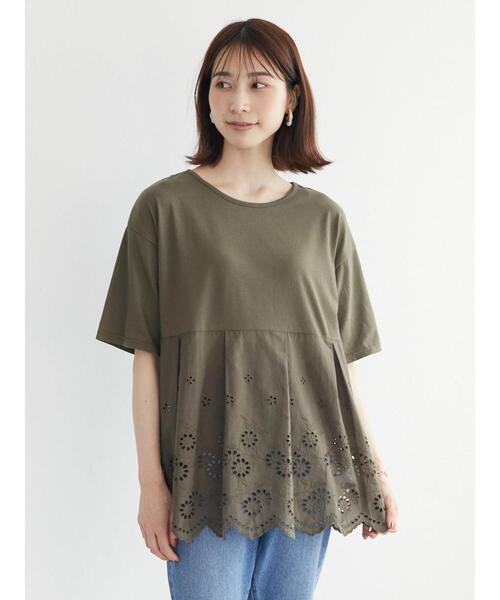RAY CASSIN FAVORI(レイカズンフェバリ)の「・RAY CASSIN スカラップキリカエチュニック(Tシャツ/カットソー・レディース・イエロー/ブラック/オフホワイト/カーキ・FREE)」の14枚目の写真