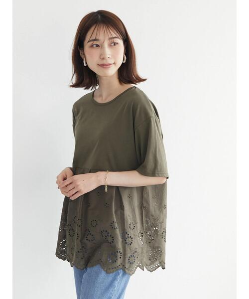 RAY CASSIN FAVORI(レイカズンフェバリ)の「・RAY CASSIN スカラップキリカエチュニック(Tシャツ/カットソー・レディース・イエロー/ブラック/オフホワイト/カーキ・FREE)」の15枚目の写真