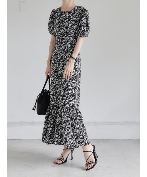 24年【美品✨】アニエスベー　フラワープリントドレス ワンピース リボン 38 XS-Lサイズあり 【GINZA COUTURE/銀座クチュール】フラワープリント