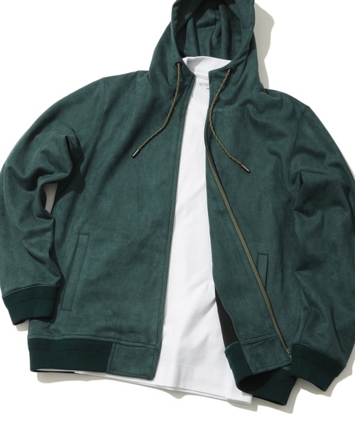 MEN'S BIGI(メンズビギ)の「スエードダンボールパーカ(パーカー・メンズ・ライトグレー/ブラウン/グリーン・01/02/03)」の1枚目の写真