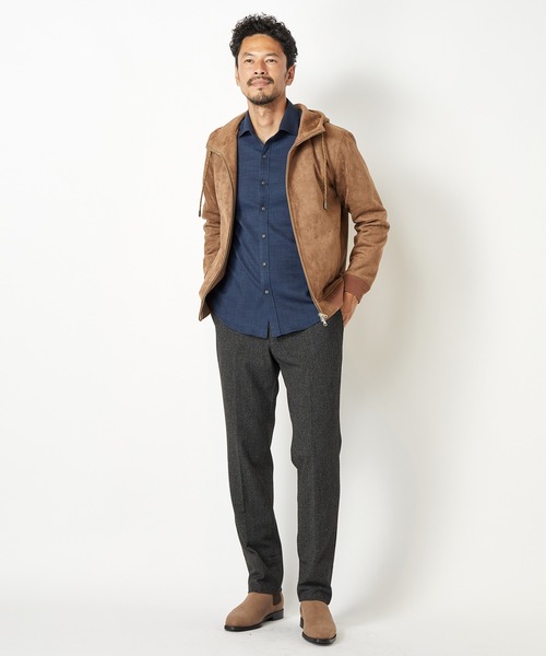 MEN'S BIGI(メンズビギ)の「スエードダンボールパーカ(パーカー・メンズ・ライトグレー/ブラウン/グリーン・01/02/03)」の5枚目の写真