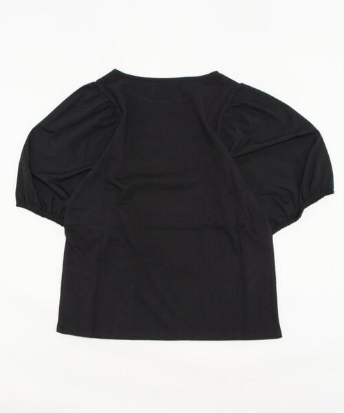 Lugnoncure(ルノンキュール)の「布帛ドッキングボリューム袖Tシャツ(Tシャツ/カットソー・レディース・ブラック/ブラウン/オフホワイト・フリ-)」の4枚目の写真