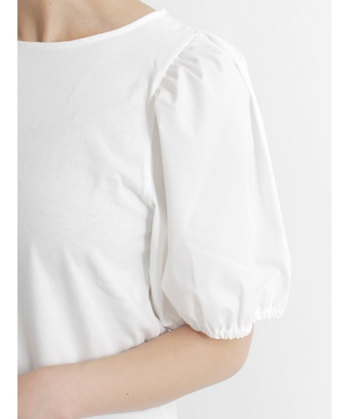 Lugnoncure(ルノンキュール)の「布帛ドッキングボリューム袖Tシャツ(Tシャツ/カットソー・レディース・ブラック/ブラウン/オフホワイト・フリ-)」の10枚目の写真